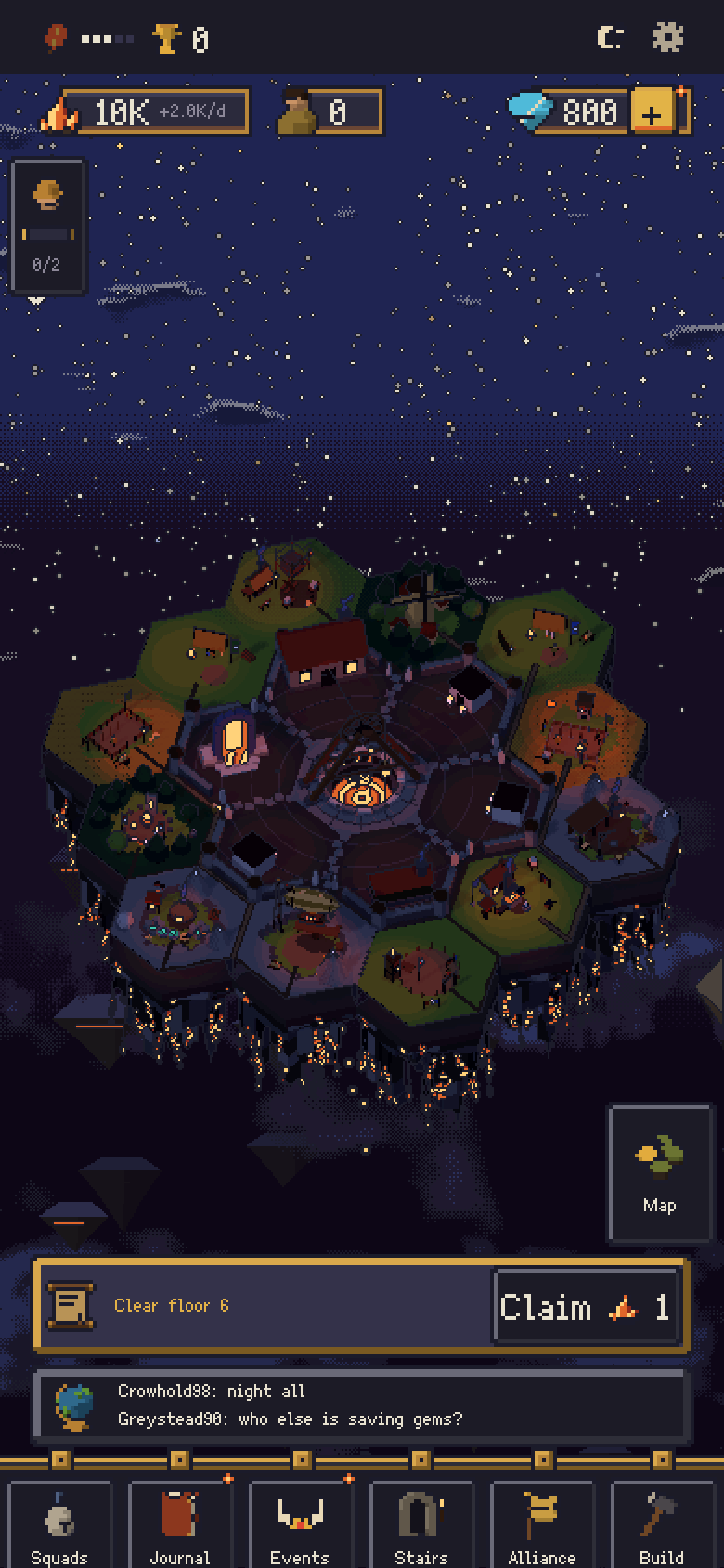 The colony at night under the stars